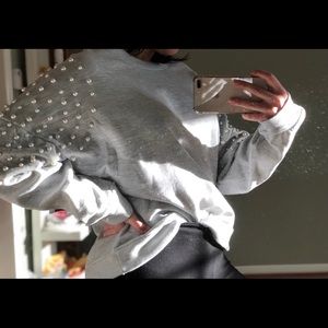 PEARLED SHOULDER SWEATER